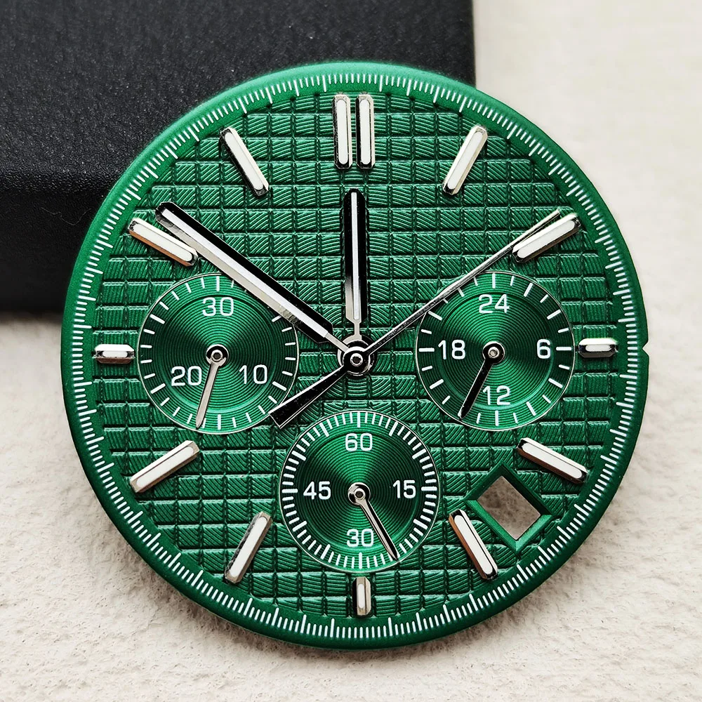 VK63 dial Panda dial  custom logo Green glowing dial 32.5mm dial Men's watch accessories suitable for VK63 movement accessories