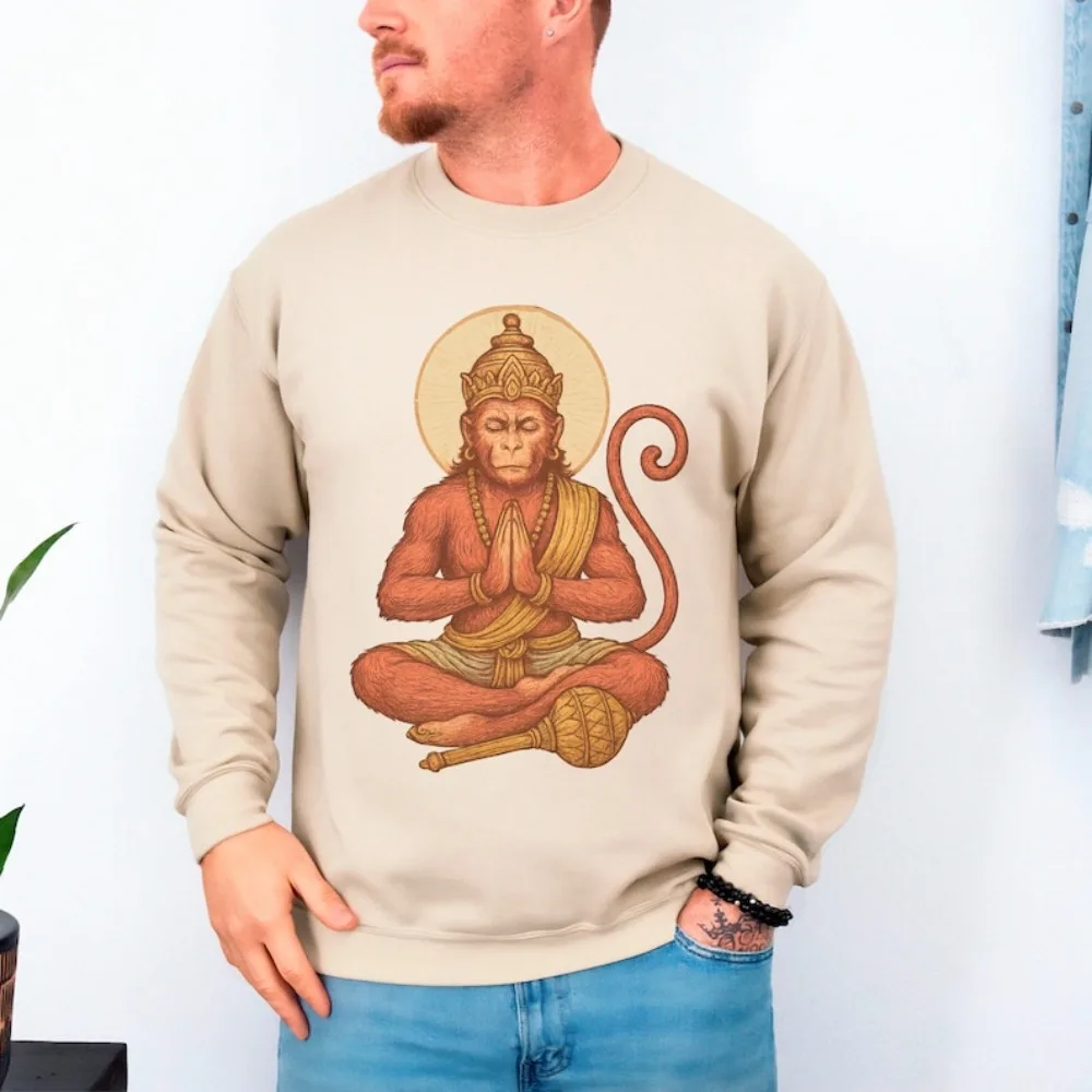 ハヌマン スウェットシャツ ヒンドゥー教の猿の神 プルオーバー スピリチュアルギフト ヨガセーター インド神話 ギフトアイデア 瞑想 強さのシンボル