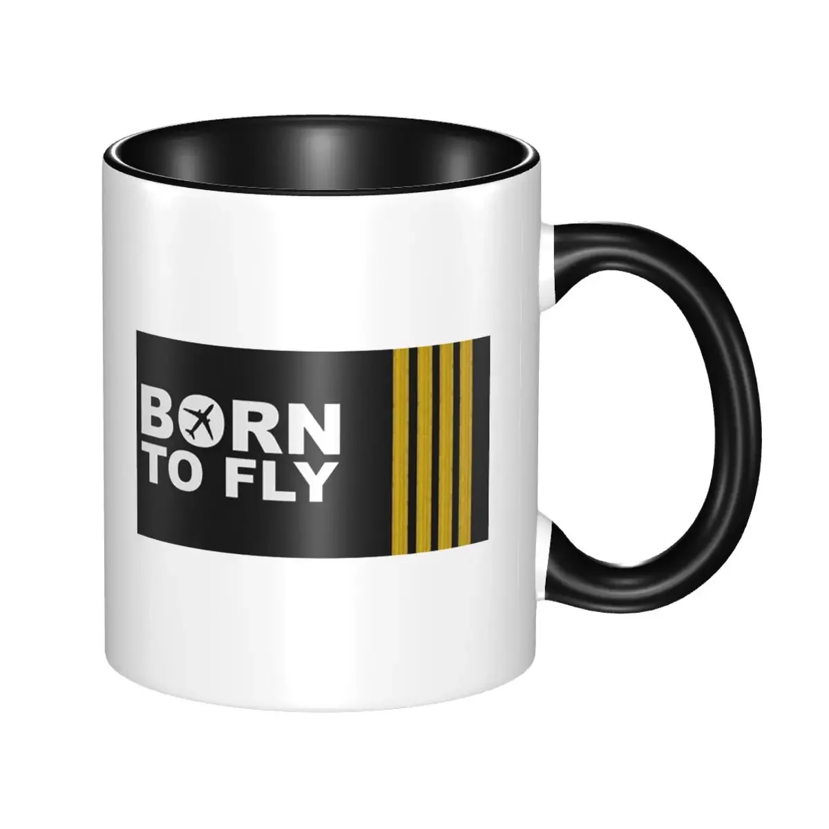 Born To Fly Captain Stripes Flight Pilot Aviation Aviator Airplane Mug Ceramic Coffee Cups Tea Mugs Milk Cup Drinkware Gifts