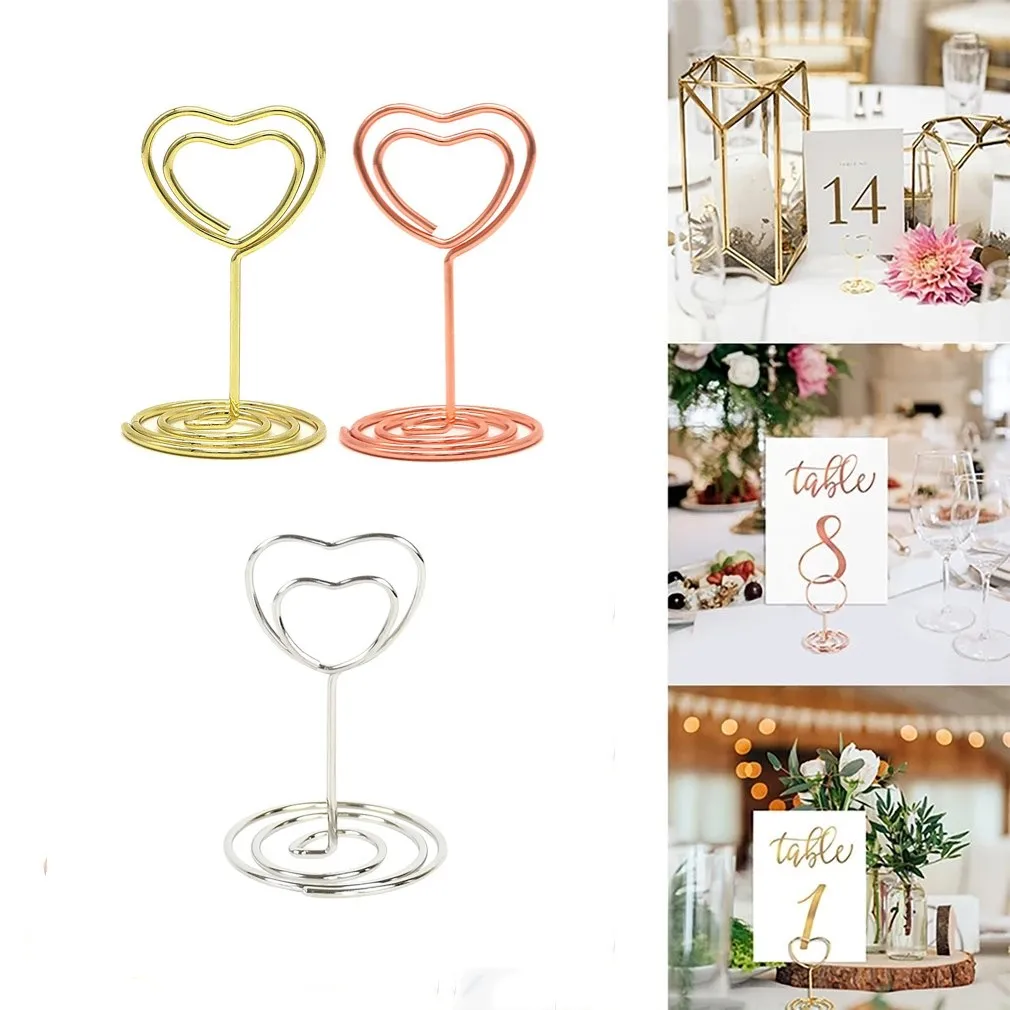 Creative Love Note Holder Metal Memo Holder Table Placecard Holder Photo Clip Card Stand Wedding Banquet Heart Message Holder