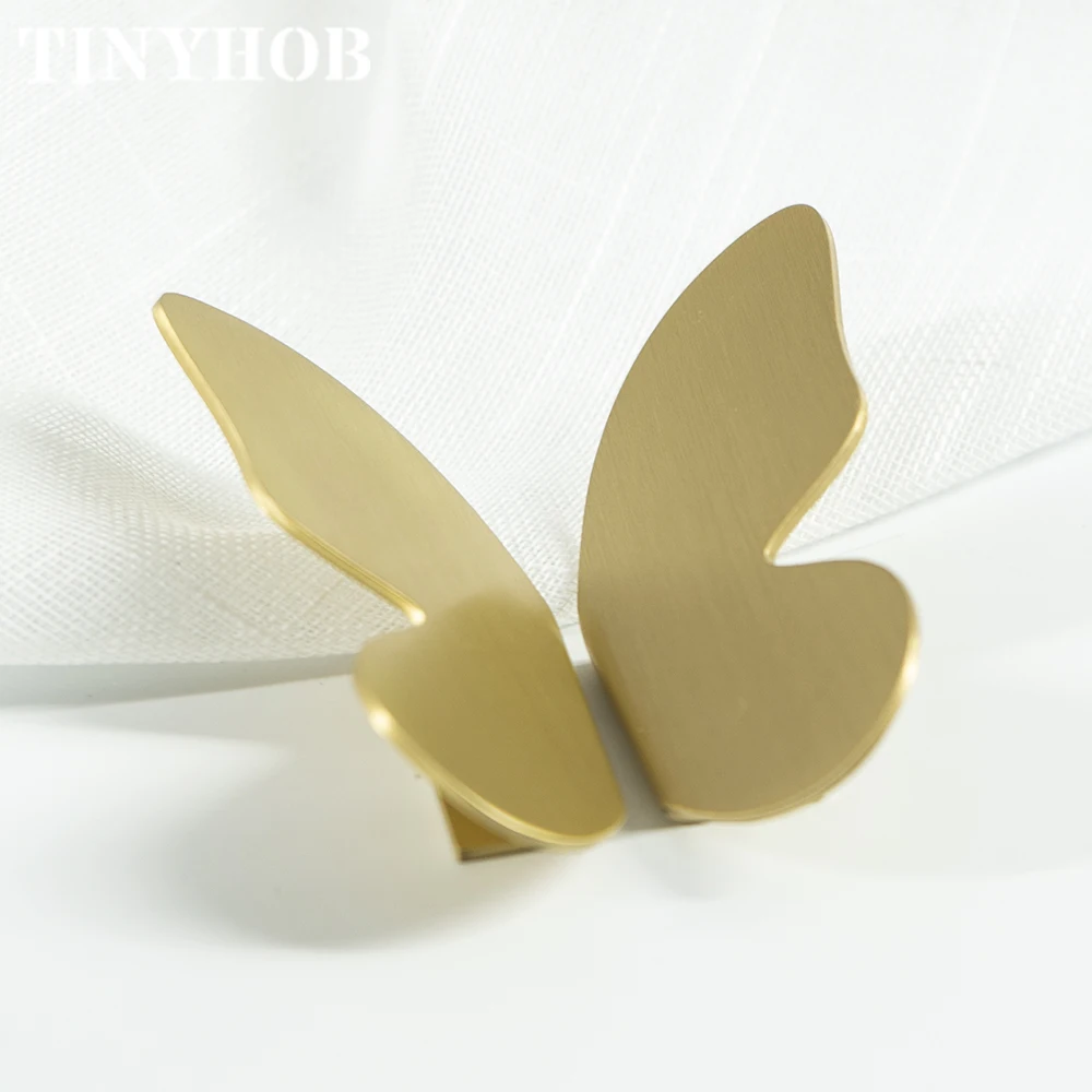 Pink/ White/ Black/ Gold Solid Brass Butterfly Knobs Cupboard Pulls Kitchen Cabinet Drawer Handles Furniture Decor Hardware