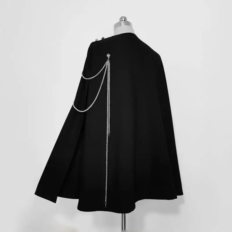 Retro handsome shawl niche show thin personality fried street cape cape female design sense black exterior