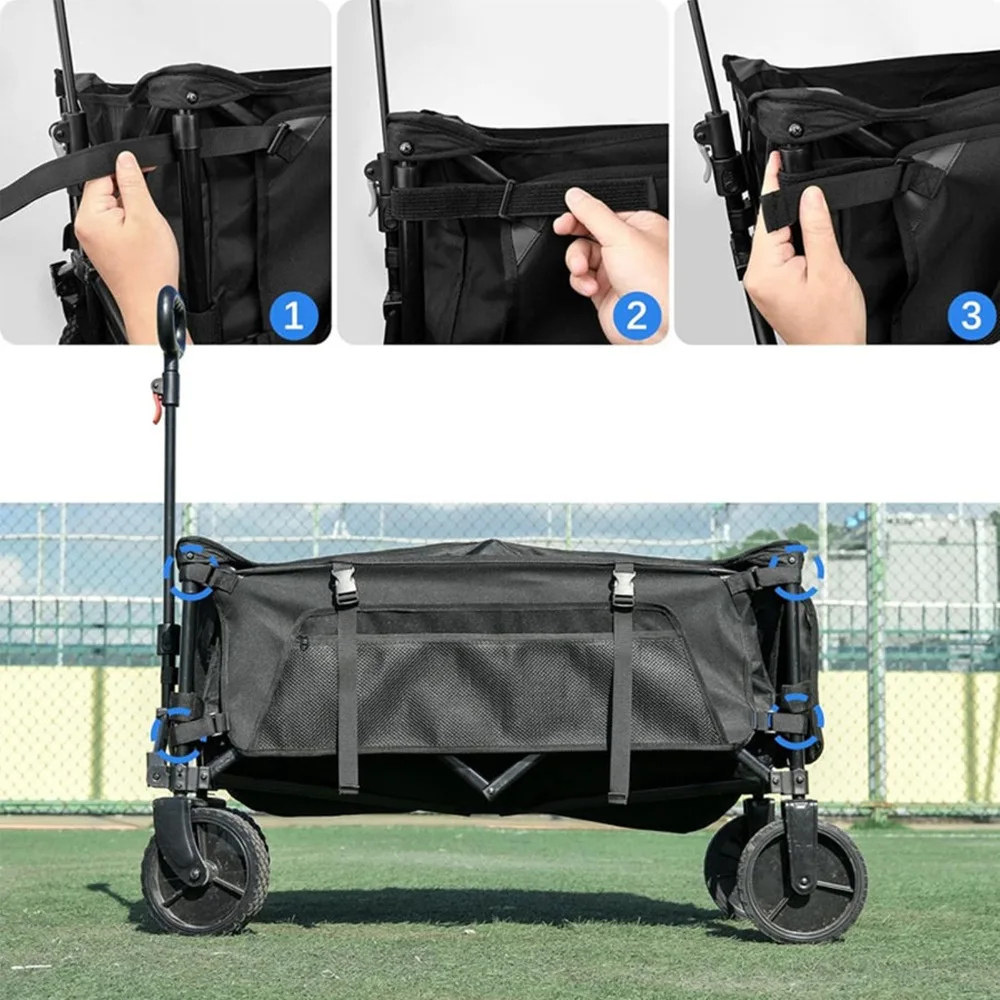 Removable Wagon Cargo Net Collapsible 600D Oxford Cloth Wagon Side Storage Bag Mesh Black Wagon Cargo Organizer Camping Gear