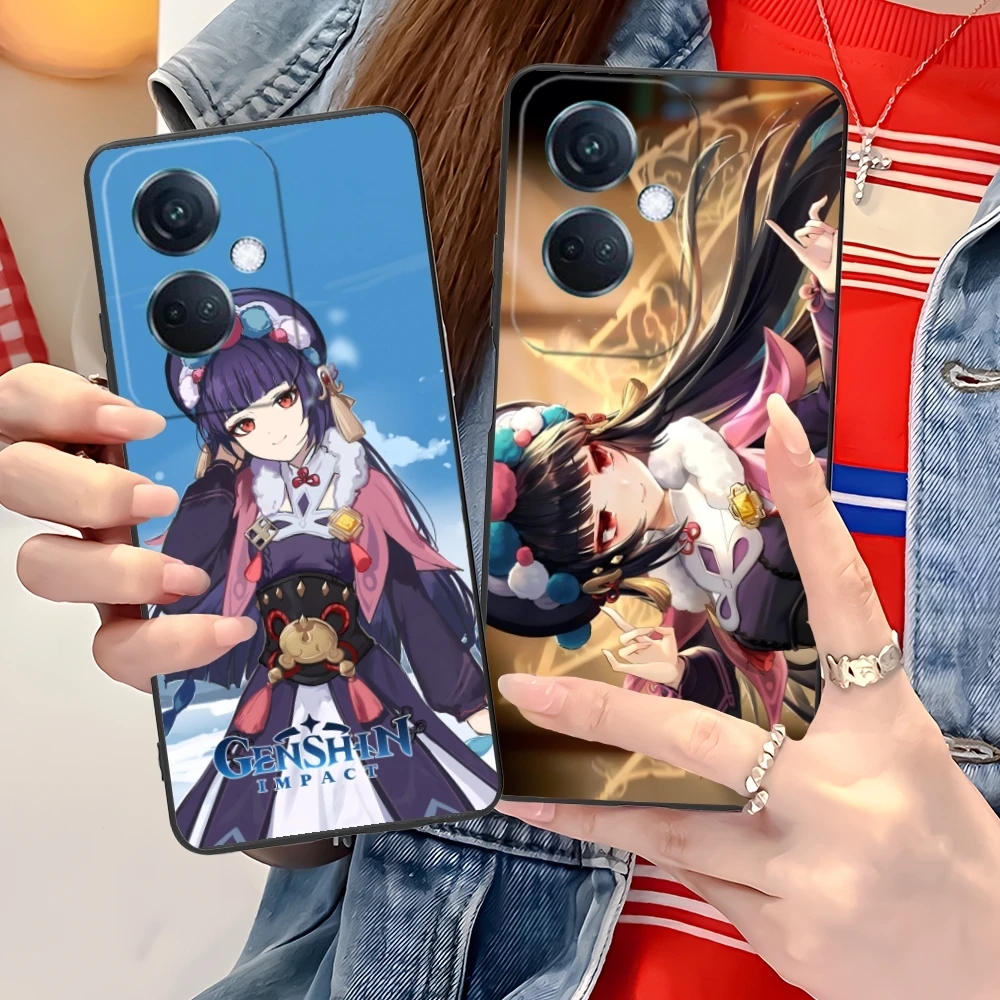 Genshin Impact YunJin Mobile Phone Case for OPPO Find X5 X3 X2 A93 Reno 8 7 Pro A74 A72 A53 Black Soft Phone Cover Shell