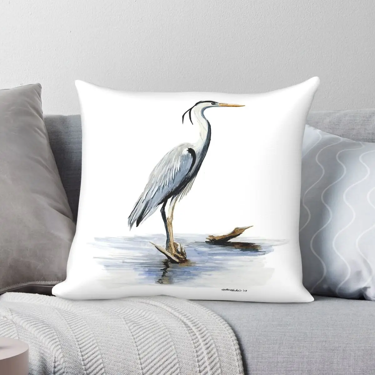 Great Blue Heron Square Pillowcase Polyester Linen Velvet Printed Zip Decorative Sofa Seater Cushion Cover 18