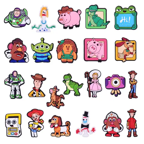 23pcs New Hot Toys Story Shoe Charms For Slides Sandals, PVC Shoe Decoration Accessories For Christmas Birthday Gift Party Favor