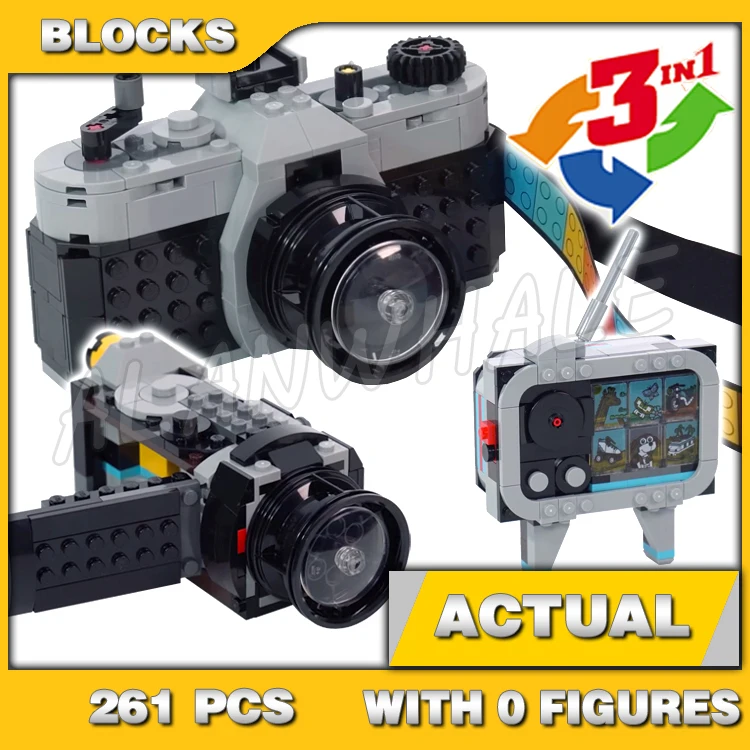 261pcs Creator 3in1 Retro Camera Moving Lens Video Photography TV 68004 Building Block toy Compatible with Model