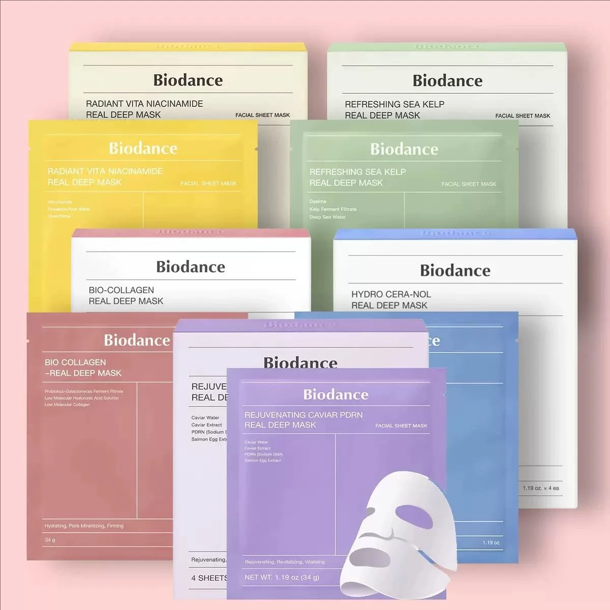 Mascarilla Facial de Colágeno Biodance, Hidratación y Humectación Altamente Efectivas, Mejora la Elasticidad de la Piel, Calmante e Iluminadora, Coreana