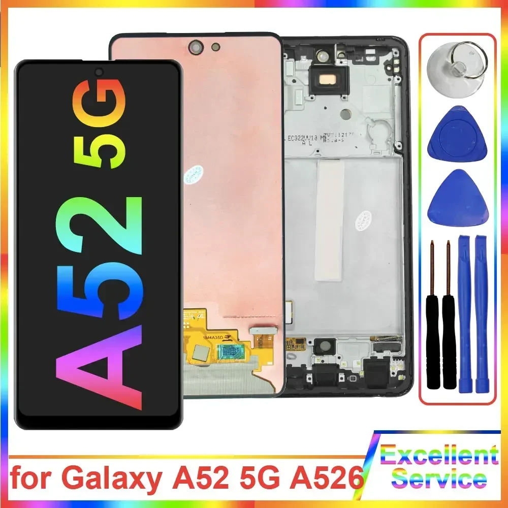 

Tested AMOLED LCD for Samsung Galaxy A52 5G LCD Display A526U Touch Screen Panel Replacement for Samsung A52 5G A526B A526W LCD