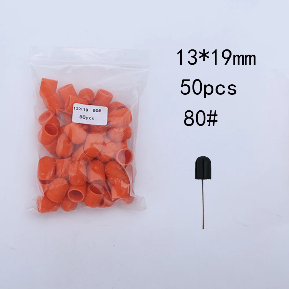 50 Stück Nagelschleifkappen mit Gummi-Pediküreblock – elektrische Bohrer für Fußnägel und Polieren.