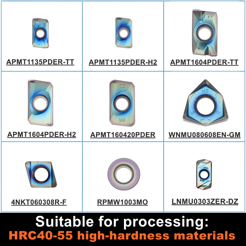 High Hardness Milling Cutter Inserts APMT 1135 1604 WNMU080608 RPMW1003 RPMW1204 4NKT0603 LNMU0303 Titanium Alloy Machining