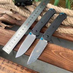 BM 535-3 Carbon Fiber Handle Bugout Folding Knife Damascus Steel Blade Outdoor Camping Pocket Knife Tactical Self Defense Tools