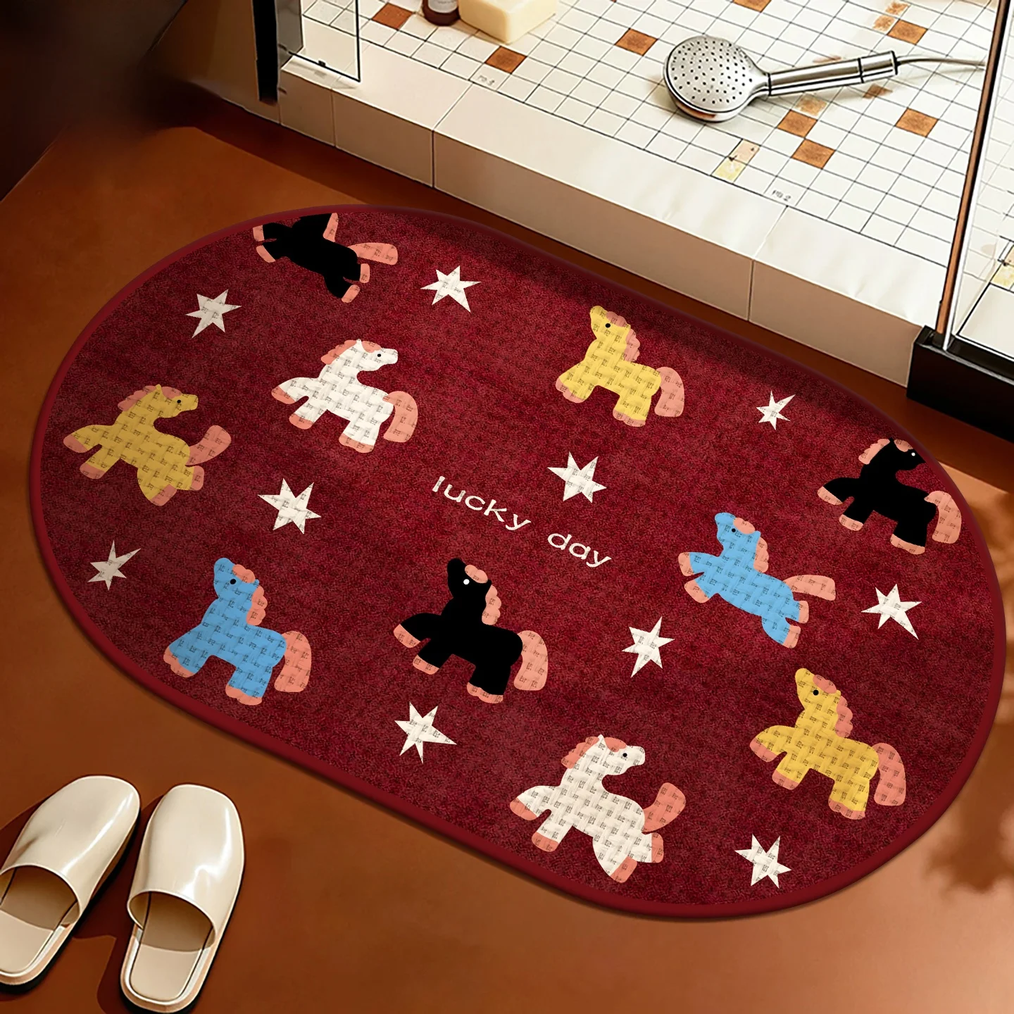 

Qui Dry Linoleum Batoom Mat Kitchen Door Anti Slip Rug Simulated Linen Year of ower Room Floor Carpet