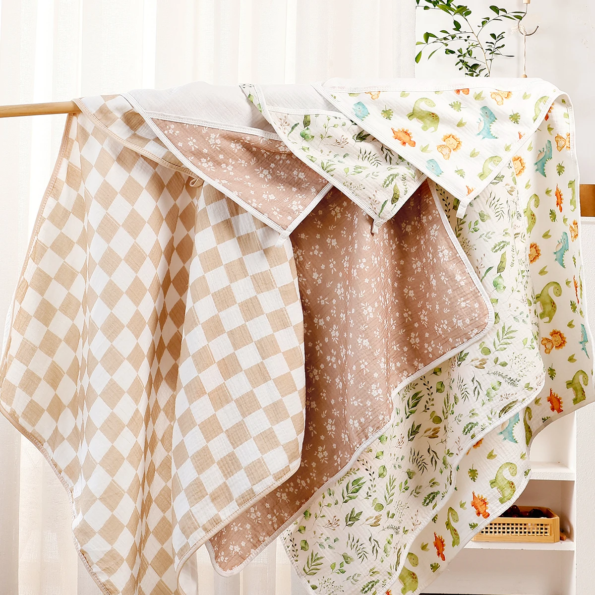 Happyflute Hooded Baby Towel 1Pc Cotton Soft Absorbent Reusable Washable Comfortable Gentle Care Newborn Toddler Bath Wrap