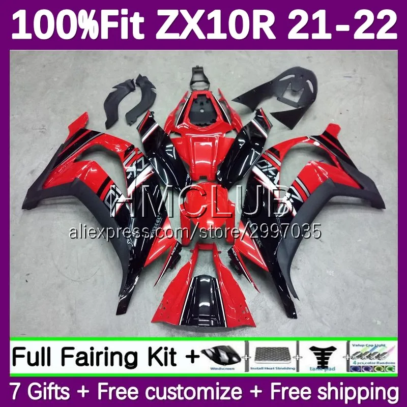 Injection Fairing For KAWASAKI NINJA ZX-10R ZX 10 R 10R 1000 CC 115No.67 red black ZX1000 ZX10R 21 22 2021 2022 2023 Body Kit