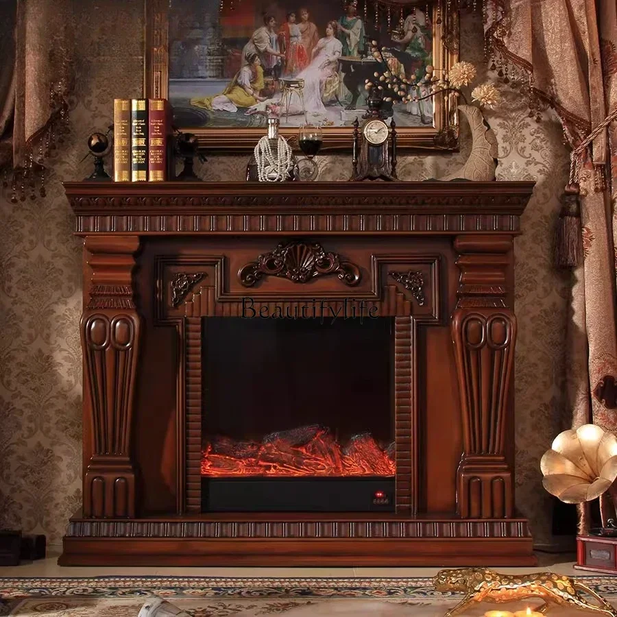 01 Medieval style fireplace decorative cabinet American electronic simulation flame heating fireplace core