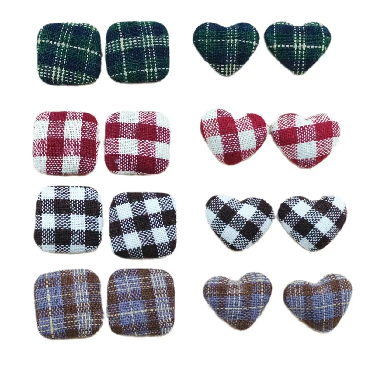 50 Pieces/Lot Flat Back Fabric Buttons Square Heart Shape Mixed DIY Supplies for Hair Bow Headband Barrettes Jewelry Making