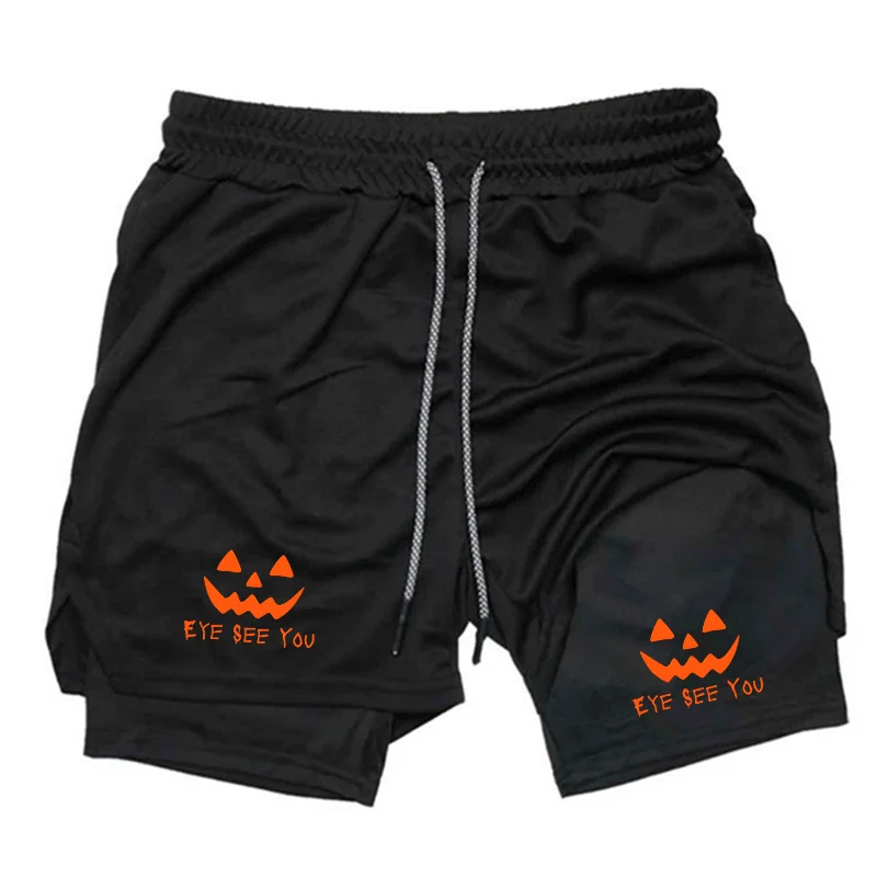 Comfortable Exercise Physical FitnessMen's Double-Layer Casual Sports Pants Fashion Breathable 2-in-1 Running Training Shorts
