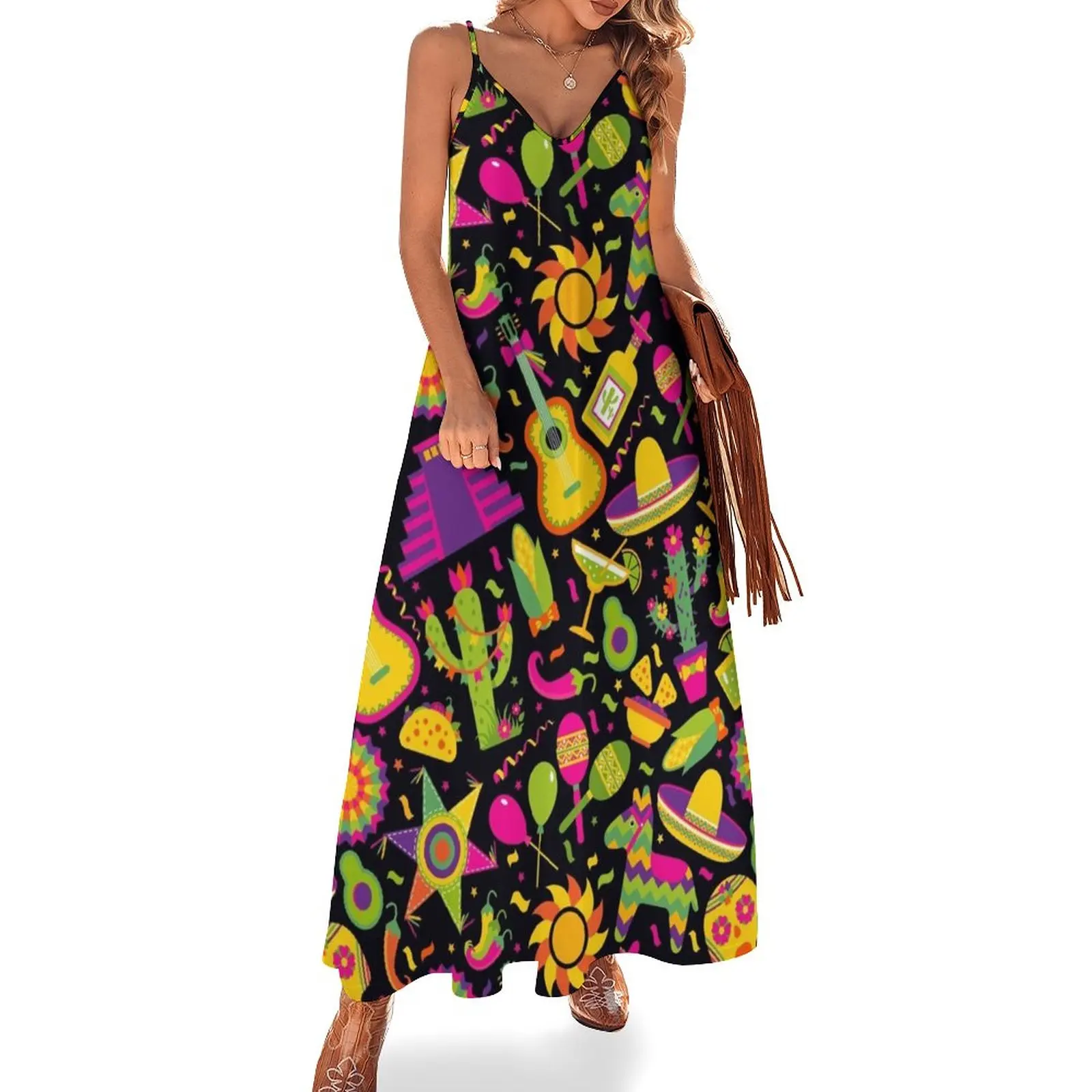 

Cinco de Mayo Pattern Sleeveless Dress beach outfits for women sexy dress women's summer dress 2023 women dress