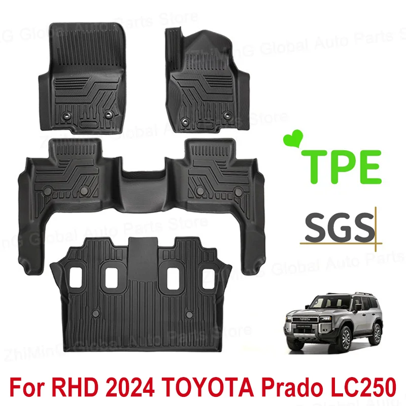 Use For RHD 2024 TOYOTA Prado LC250 Car Carpet LC250 Floor Mat Full Set Trim To GX550 LC250 Waterproof Floor Mat LC250 Right Han