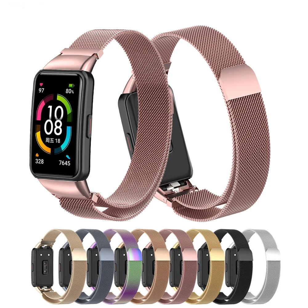 Pasek magnetyczny do Huawei Band 6/6 Pro huawei band6 Smartwatch correa metalowa bransoletka ze stali nierdzewnej Honor Band 6 pasek