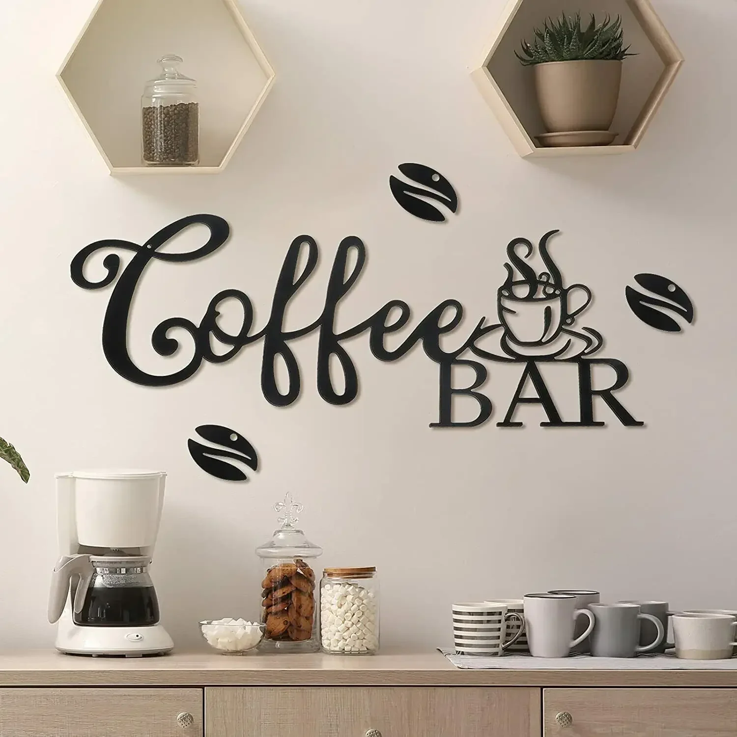 Metal Coffee Bar Sign Rustic Coffee Bar Hanging Wall Decor Coffee Signs for Home