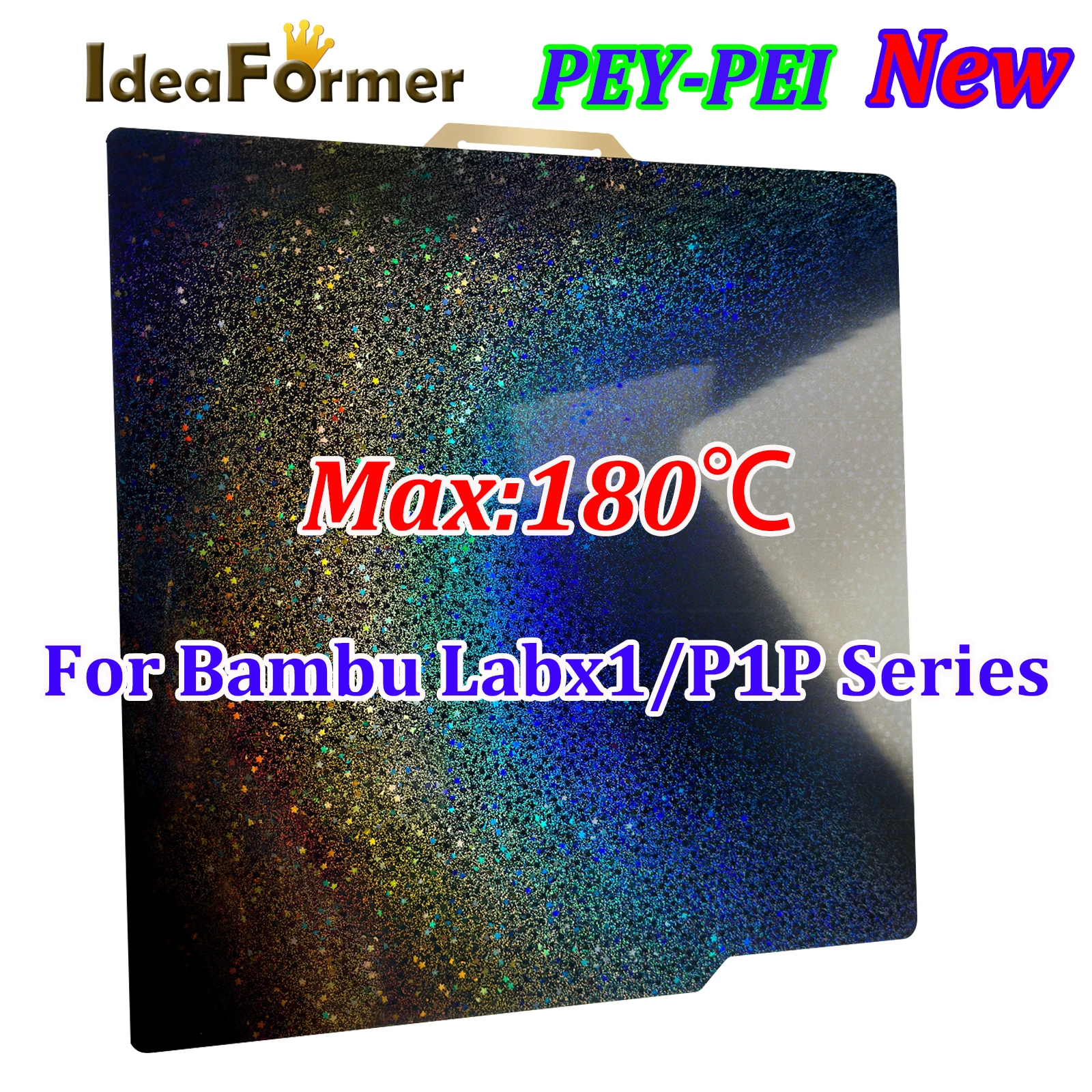 IdeaFormer PEY Pei Build Plate 257x257mm P1P Rainbow Smooth PEY Sheet Textured PEI Plate For Bambulab Bamboo x1 X1 Carbon P1S