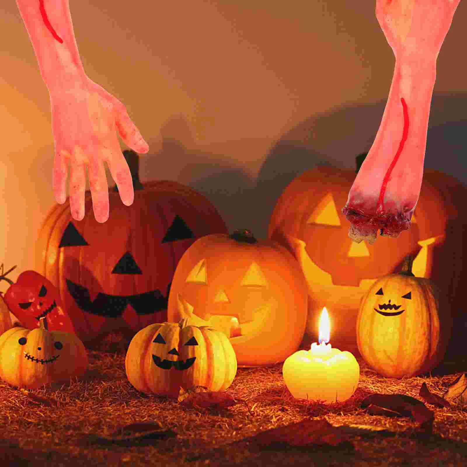 2 Pcs Bloody Hand Horrible Broken Hands Prop Scary Fake Arms Simulation Halloween Simulated Severed