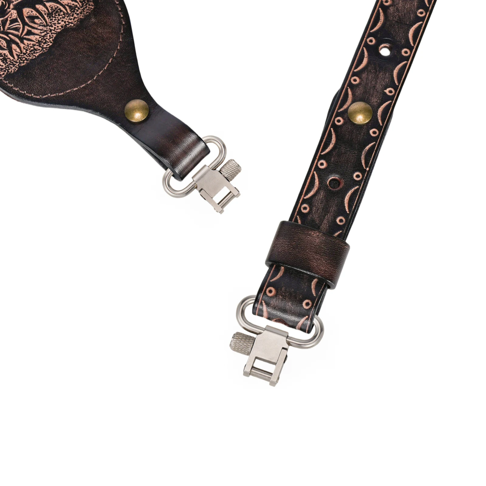 Tourbon Vintage Leder Gewehrriemen, Rutschfester Gewehr-Schultergurt, Verstellbare Länge 105cm, Fingerstütze, Jagdzubehör – Detail 14