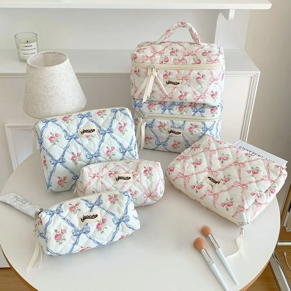 New Large Capacity Bow Makeup Bag Portable Wear-resistant Cosmetics Storage Bag Durable Multi-function Wash Bag Travel