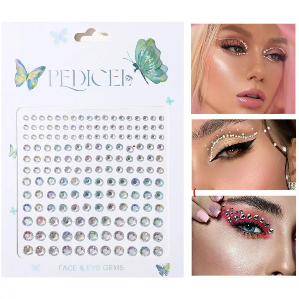 Adhesive Makeup Rhinestone Stickers 3D Crystal Glitter Mask Crystal Gems Tattoo Pearl Temporary Face Tattoo Eyeshadow Stickers