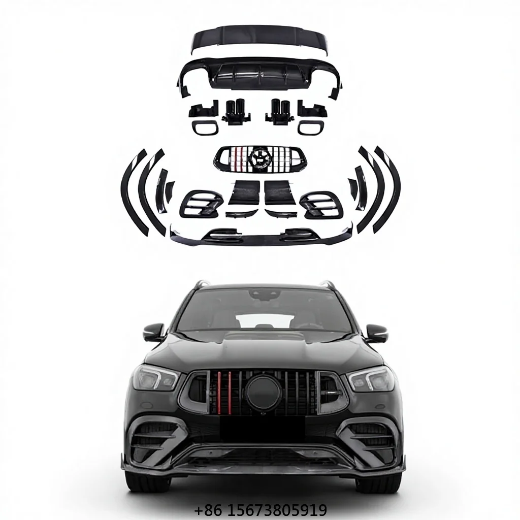 B Style Auto Parts for  GLE63 W167 V167 Modified B Style Exterior Package Carbon Rear Diffuser Front Lip Spoiler Grille
