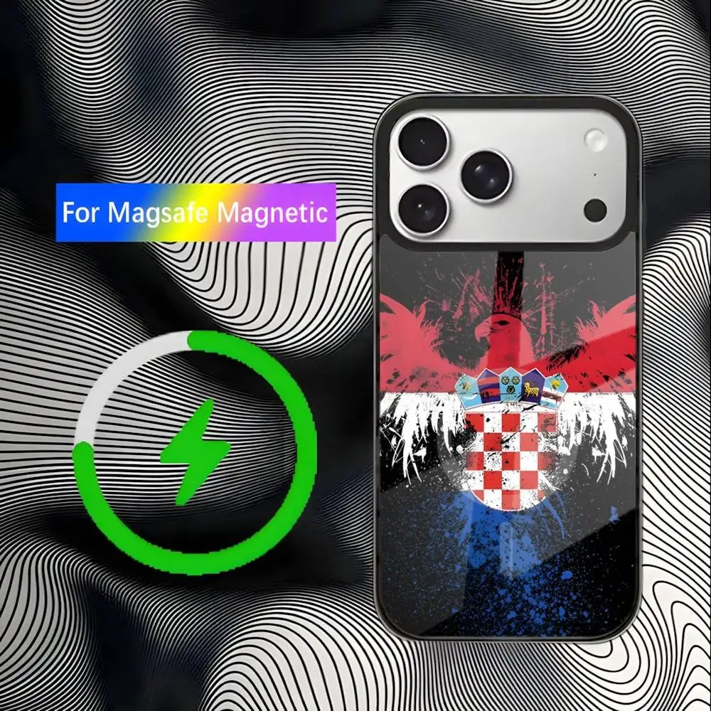 クロアチア国旗柄 iPhoneケース iPhone 17,16,15,14,13,12,11,Pro,Max,Plus,Mini,SE4,E対応 磁気マグセーフ ワイヤレス充電対応