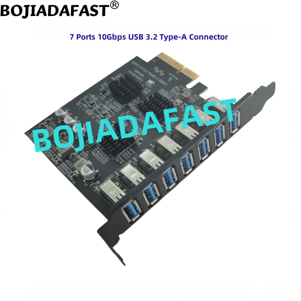 7 منافذ 10 جيجابت في الثانية USB 3.2 Type-A Port PCI Express PCI-E 3.0 4X بطاقة توسيع المحول ASM3142 متوفرة