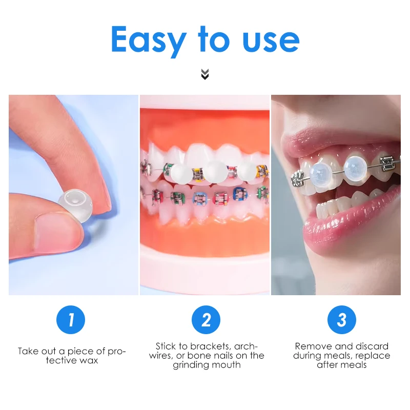 60pcs Dental Orthodontic Wax Protective Brace Wax Orthodontic Anti-grinding Food Grade Individually Packaged Superior Hygiene