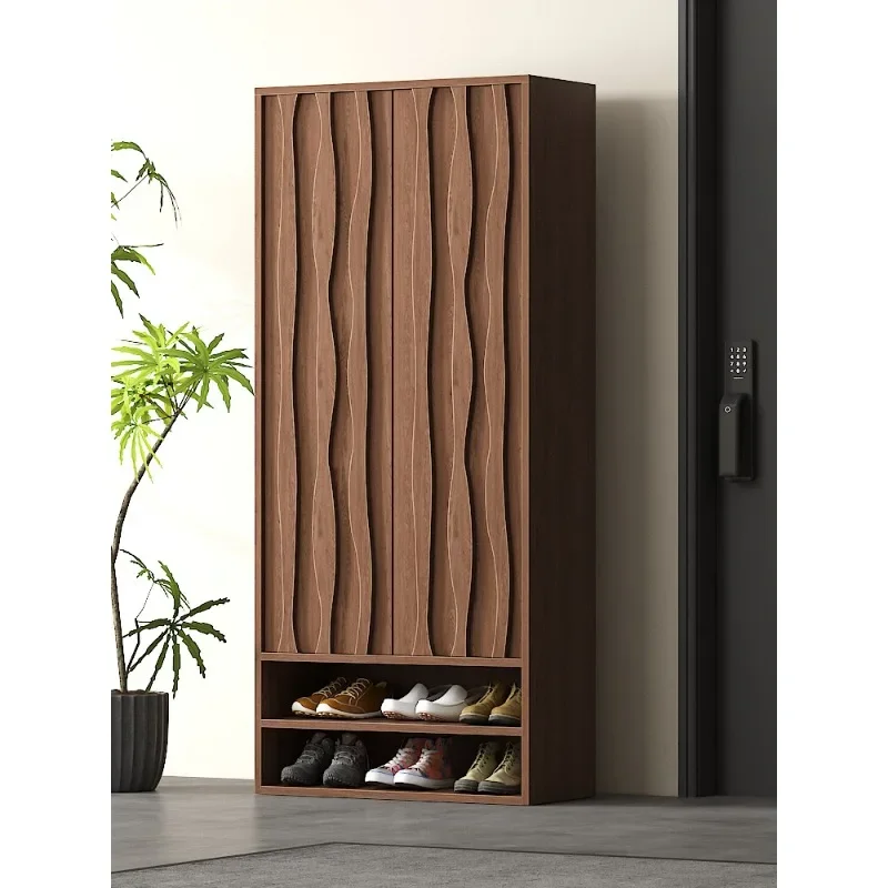 Shoe cabinet household door solid wood deepened heightened storage cabinet integrated large capacity large size