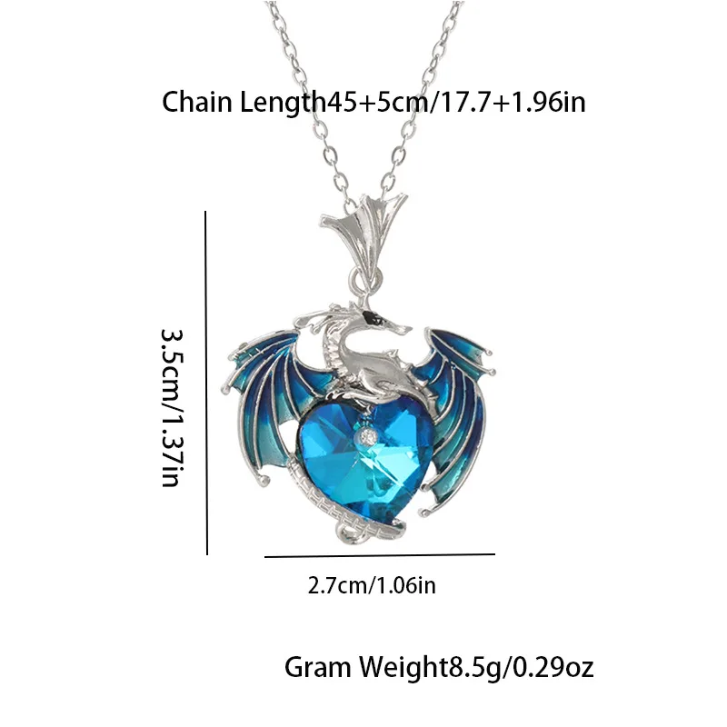 Damenmode-Schmuck, Kristall-Herz-Halskette, fliegende Drachen-Anhänger, Halsketten, Schmuck, Schlüsselbein-Kette, Choker, Geschenke – Detail 3