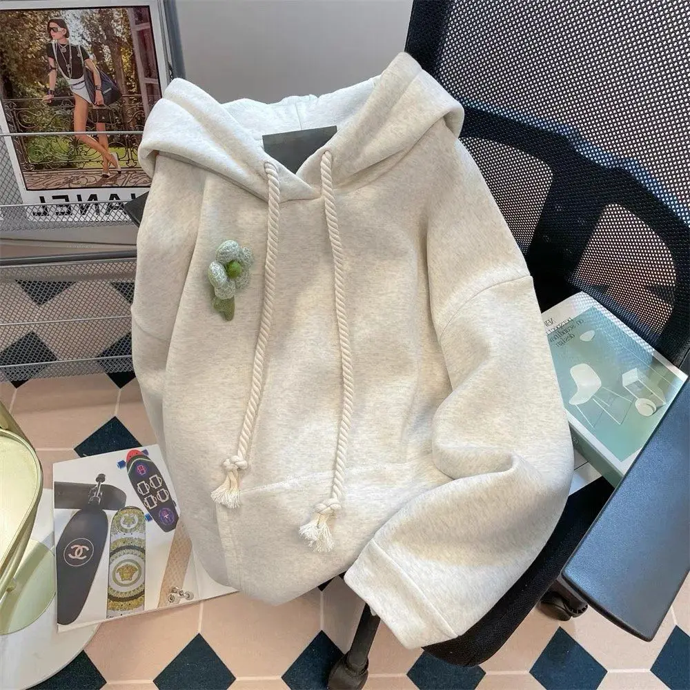 Hooded Hoodies Zip Up Clothes For Autumn Women Round-Neck Harajuku Couple Stylish Skateboard Pocket Knit Fabric Stretch Y2K