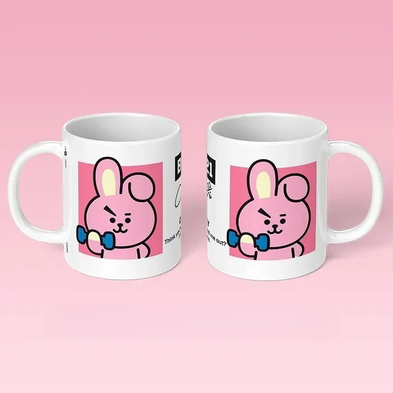 BT21 السيراميك كوب ماء الكرتون أنيمي تاتا تشيمي فنجان القهوة طالب كوب ماء سطح المكتب زخرفة هدية عيد ميلاد