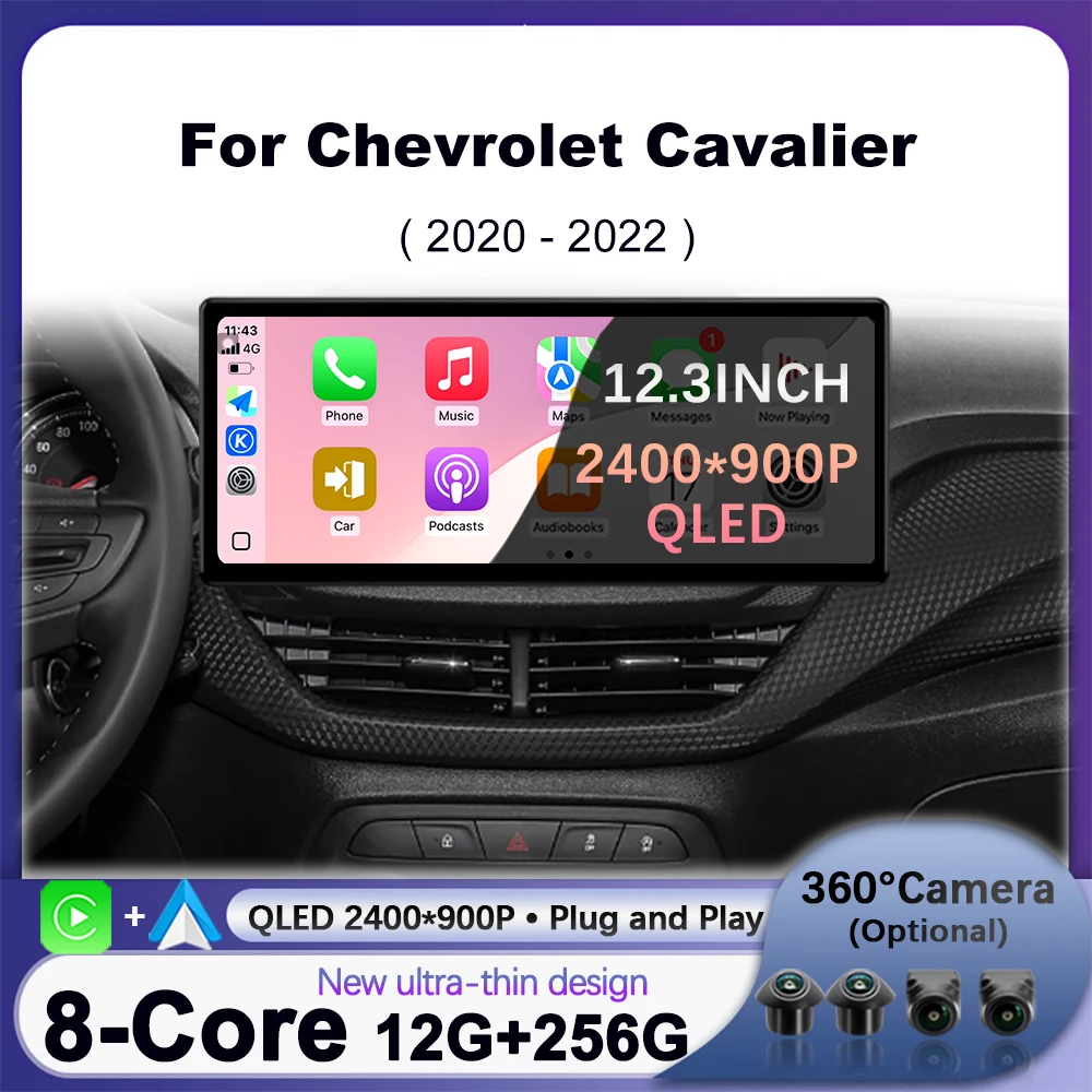 for Chevrolet Cavalier 2020 - 2022 Wireless CarPlay Car Multimedia Display Touch Screen Android auto Head Unit Navi GPS 12.3inch