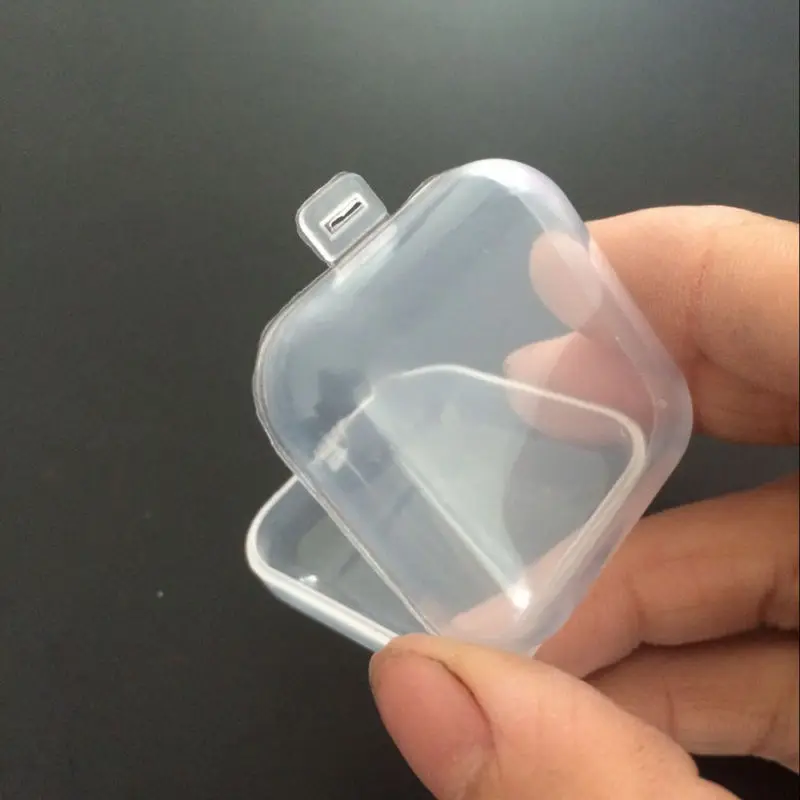 

100 PCS Empty Plastic pp Clear Small Empty Square Box Jewelry Ear Plugs Container Nail Art Colorful Decor Diamond Storage Case