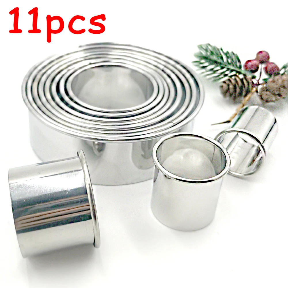 

11pcs/set Stainless Steel Round Cookie Biscuit Cutters DIY Pastry Baking Circle Ring Molds