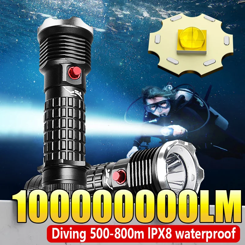 Professional Spearfishing Hunting Scuba XHP70 LED Dive Light IPX8 Waterproof Diving Flashlight 18650 Torch Underwater Flashlight