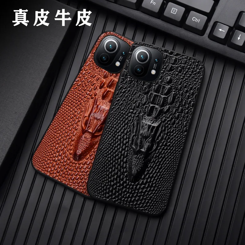 

Hot Sales New Luxury Genuinnew Genuine Leather Luxury 3d Dragon Head Phone Case For Xiaomi Mi 11 10 Ultra 9 Pro Mi11 Cover Case