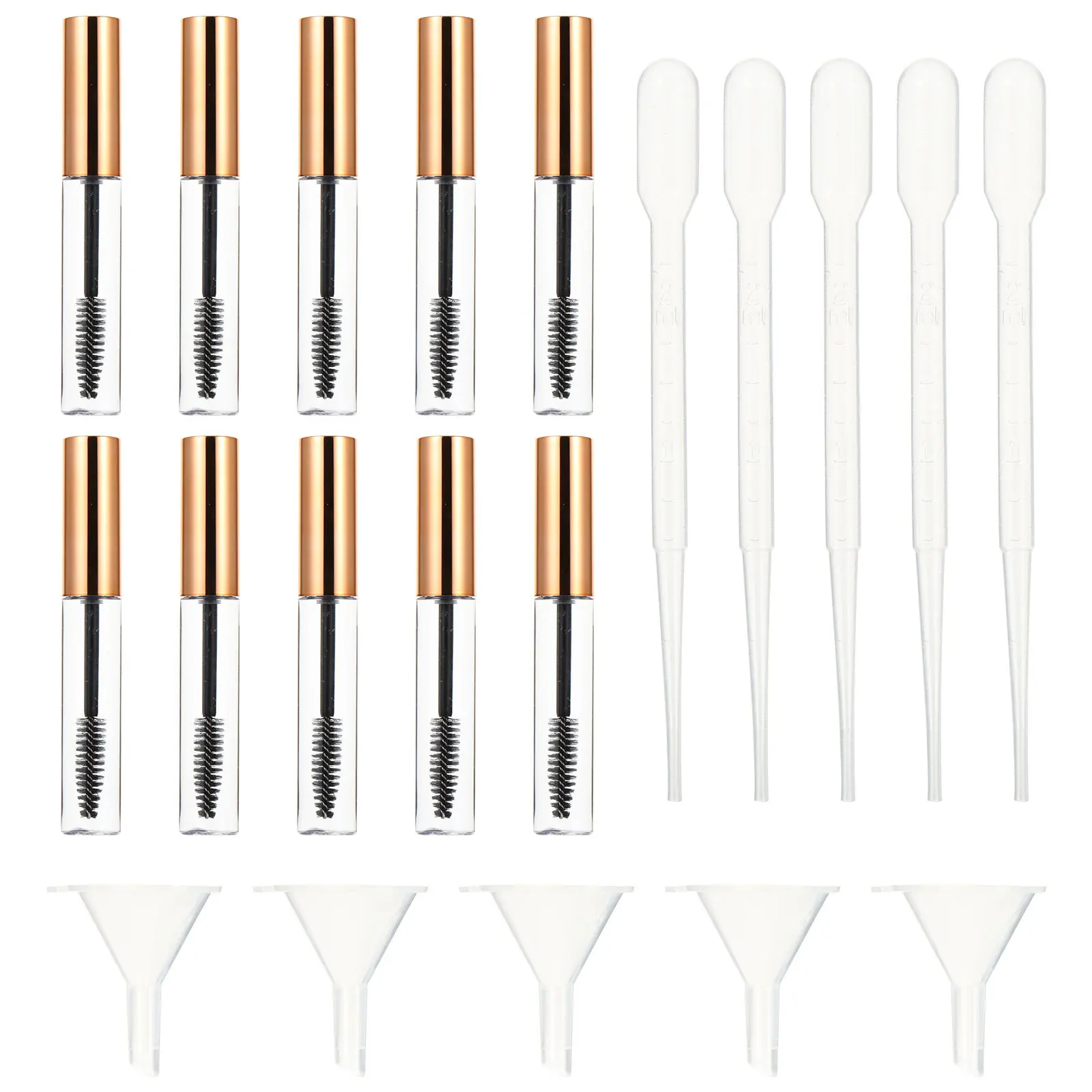 20 Stuks Wimper Tube Set Clear Mascara Flessen Voor Reizen Diy Wimper Crème Container Trechter Transfer Pipetten Mascara Buis
