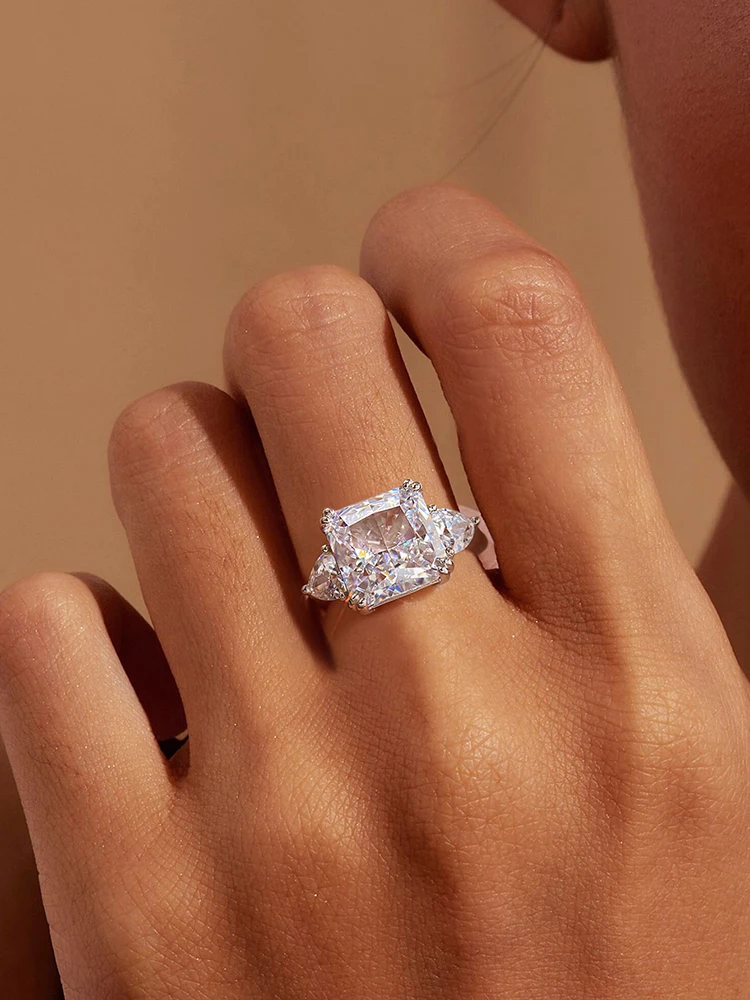 925 Sterling Silver Simplicity Classic 5-Carat Shiny Zircon Ring For Women Engagement Wedding Luxury High Quality Fine Jewelry