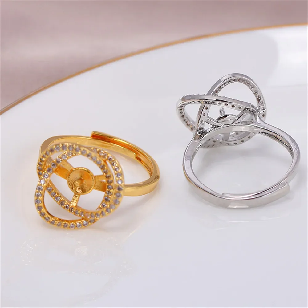 

19 Style Pearl Ring Empty Set Domestic 14K Gold Opening Ring Simple Fashion Ring Set Zircon Temperament Handmade DIY Accessories