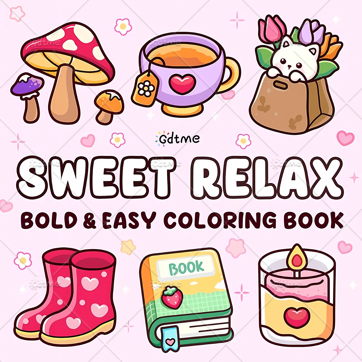 SWEET RELAX Malbuch mit Auffälligen Mustern für Erwachsene Niedliches Zeichenbuch Perfektes Geschenk für Party und Geburtstag