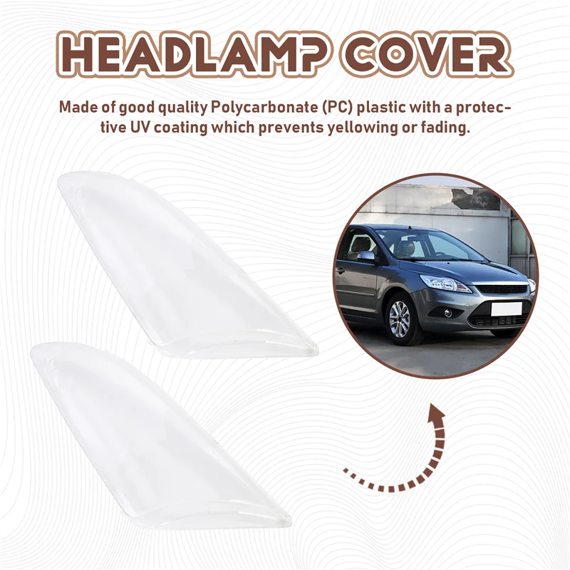 

1Pair Front Left&Right Car Headlight Lens Light Cover For Ford Focus 2005 2006 2007 2008