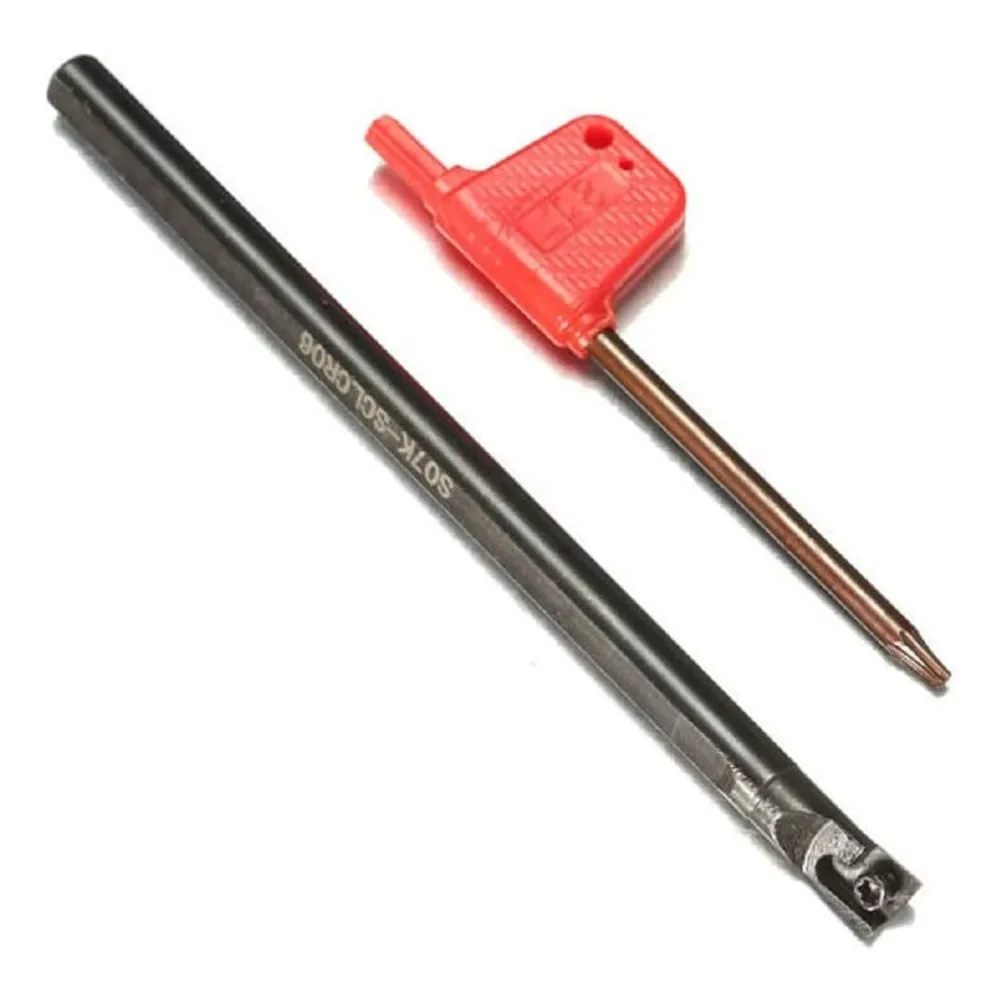 Imagem -04 - Suporte de Ferramenta de Torneamento Sclcr06 Barra Chata de Torno de Inserção de Carboneto e 10x Ccmt 060204 -hm Inserir S06k S07k S08k S10k Barra Chata e Chave t8
